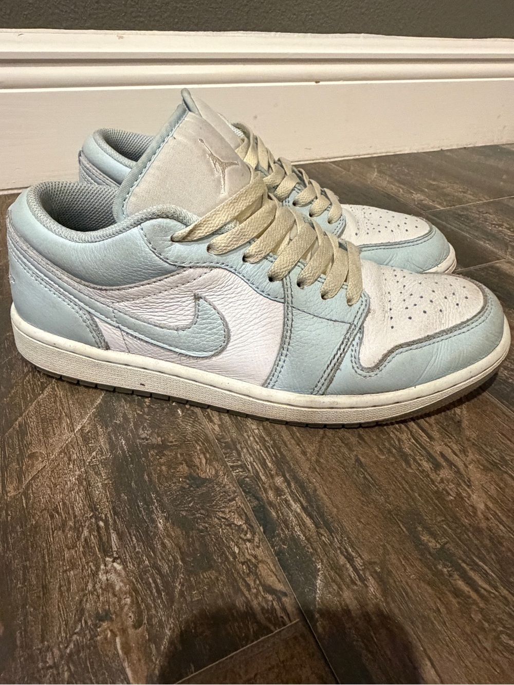 Jordan One Low Sneakers in Light Blue and White